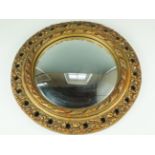 A vintage convex mirror in fancy gilt acanthus leaf frame, 43 cm