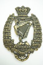 A Victorian Royal Irish Rifles helmet badge