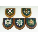 Five Scottish regimental plaques, 20 cm x 18 cm