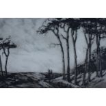 A H Buckle "Lonely Road" and "Windswept", a pair of dry point etchings depicting a barren