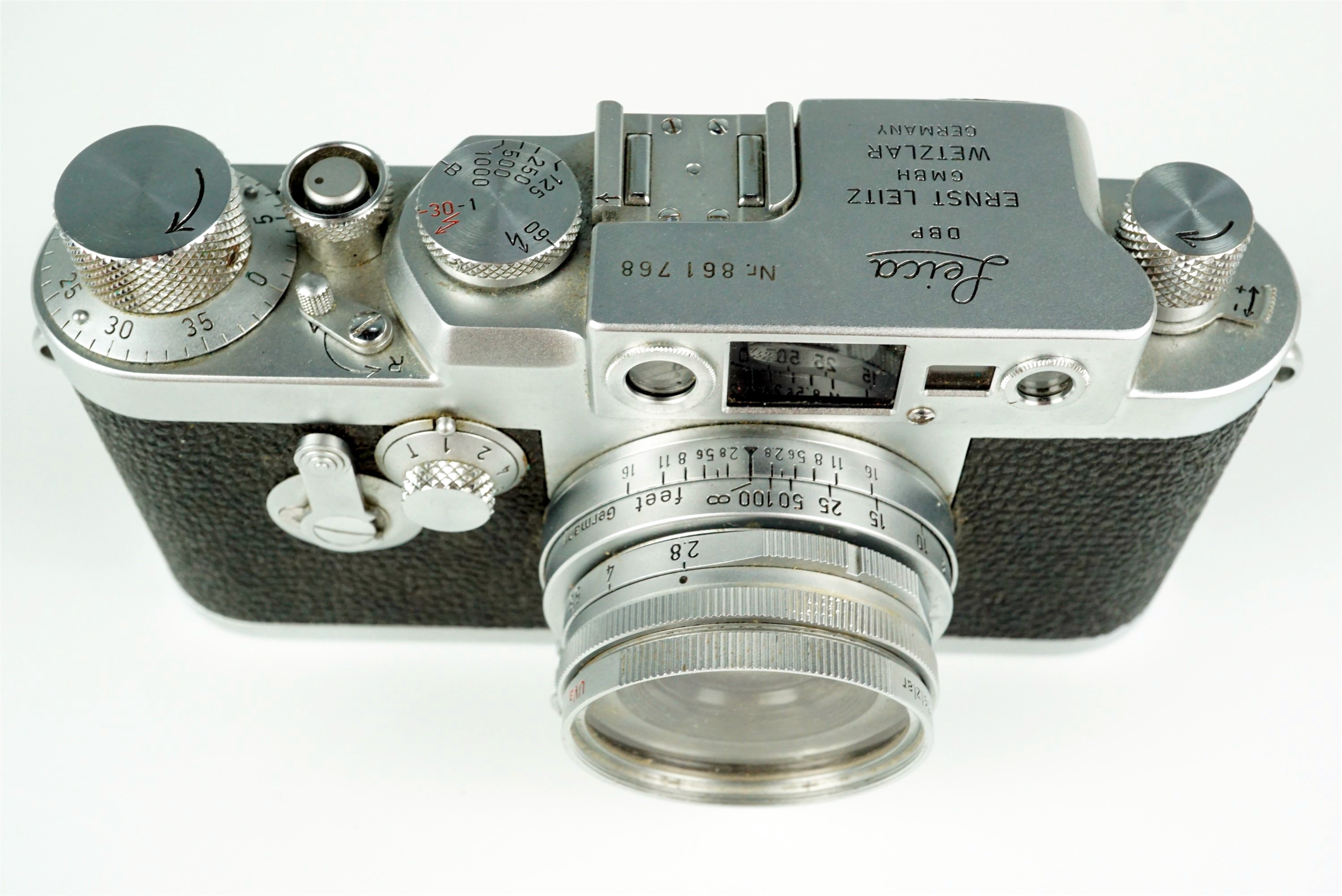 A Leica IIIg Rangefinder 35mm camera, 1957, chrome, with Leitz Elmar f=5cm 1:2.8 50mm lens (serial - Bild 6 aus 14