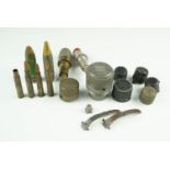 Sundry items of inert Great War and Second World War ordnance including artillery fuses, projectiles