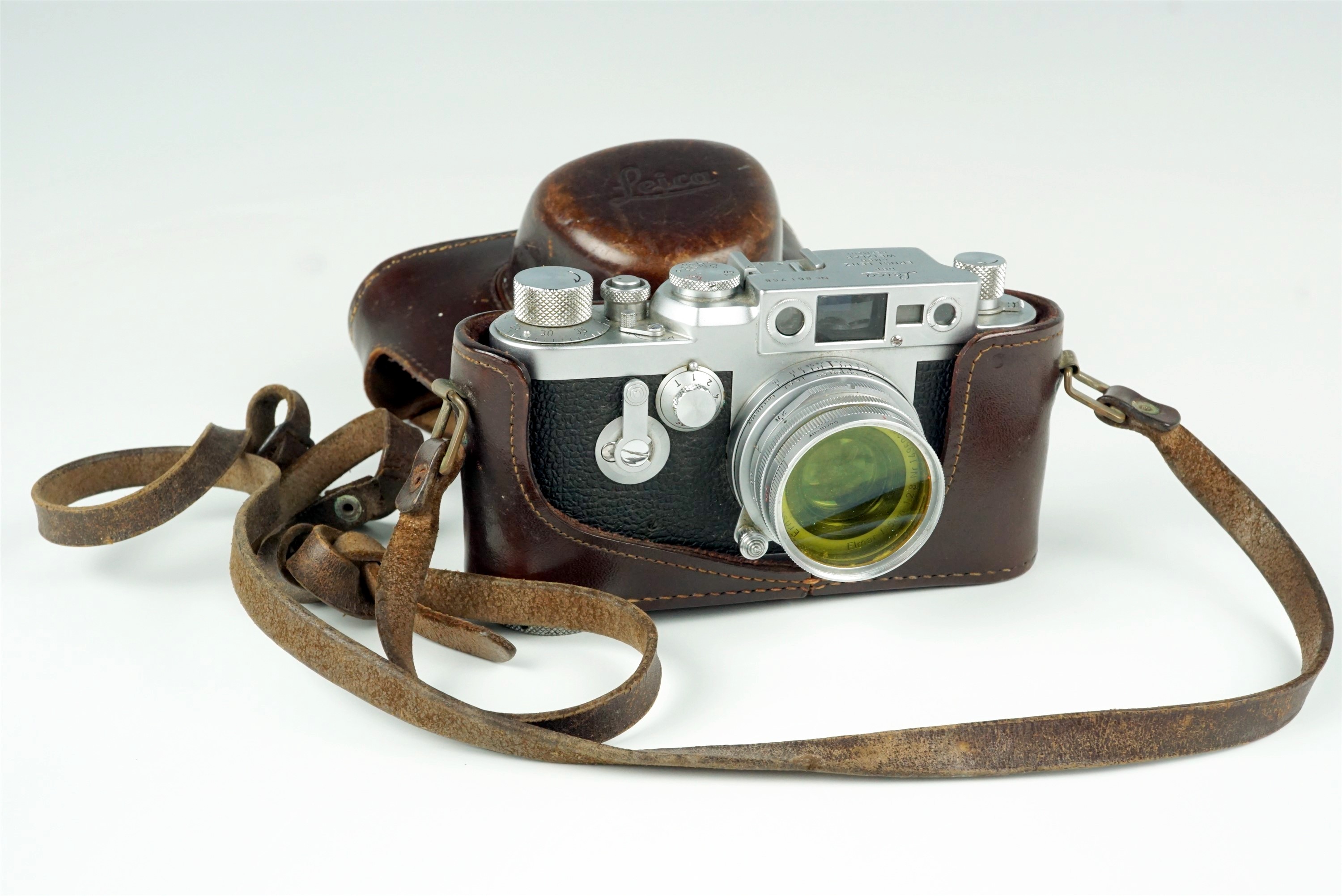 A Leica IIIg Rangefinder 35mm camera, 1957, chrome, with Leitz Elmar f=5cm 1:2.8 50mm lens (serial - Bild 11 aus 14