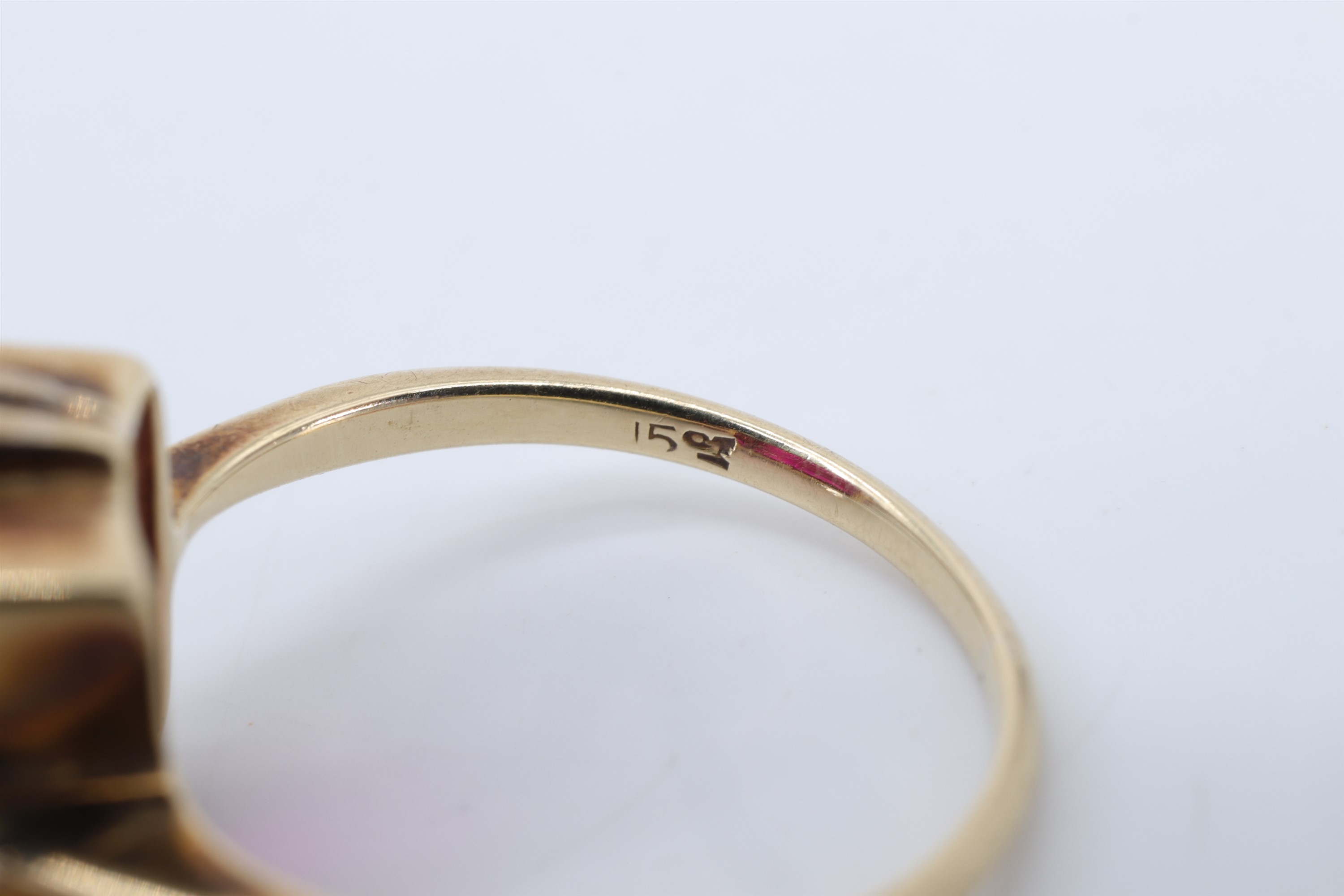 A vintage ruby cocktail ring, the baguette-cut stone of approx 4 ct, claw-set on a rectangular - Image 4 of 4