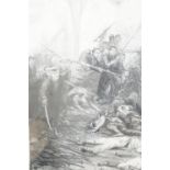 Dominique Charles Fouqueray (French 1872-1956) Two studies of a First World War battle, graphite
