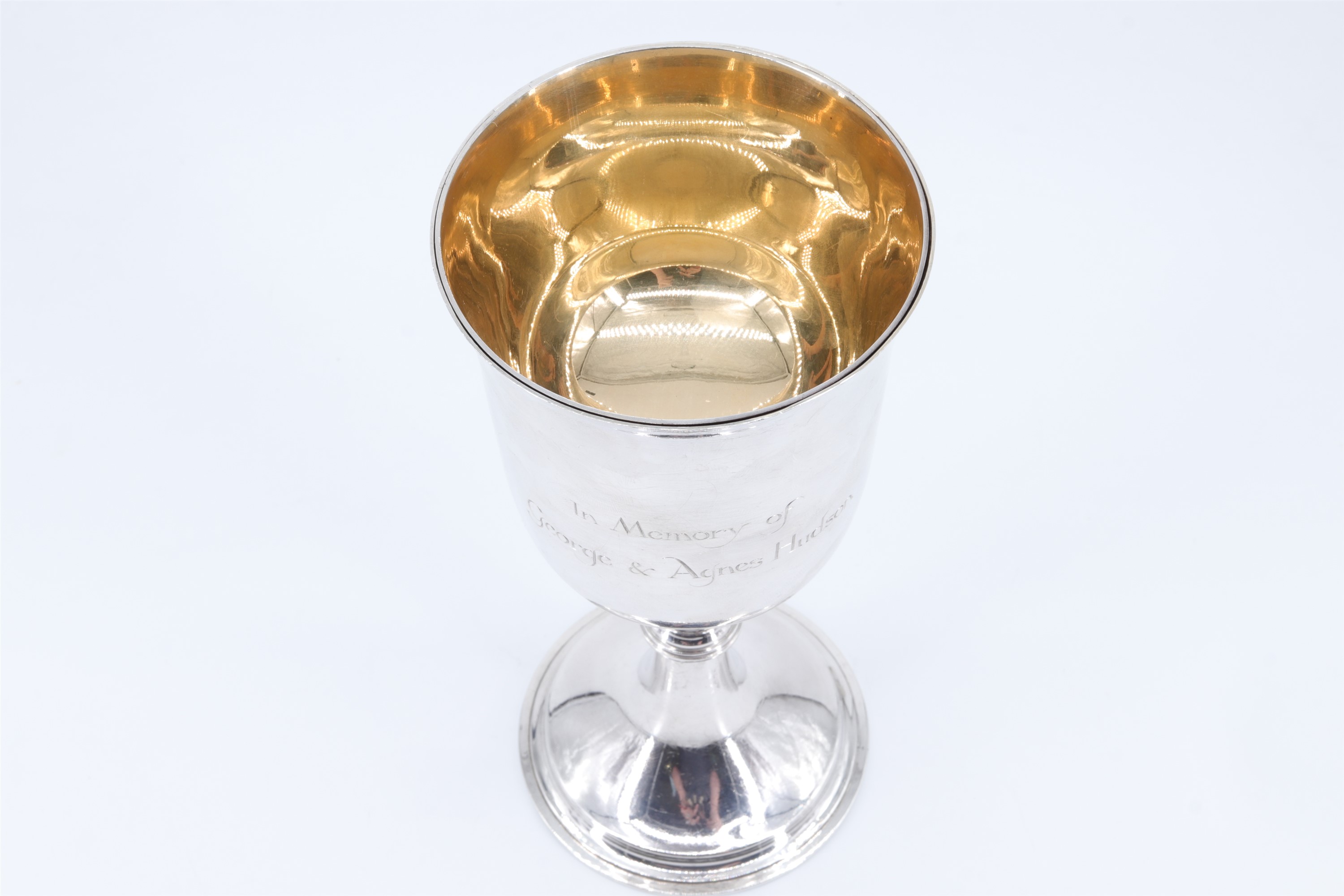 A Victorian influenced silver chalice, of plain form with a flared pedestal base and a central knop, - Image 2 of 5