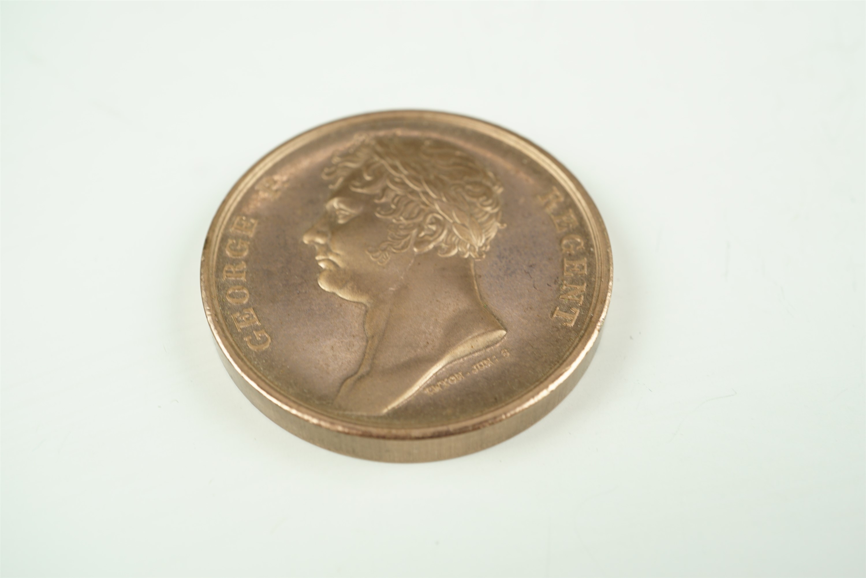 A bronze replica Wyon Waterloo medal, 35 mm