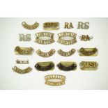 Sundry brass shoulder titles