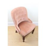 A Victorian upholstered mahogany boudoir / nursing chair, 75 cm high