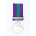 A General Service Medal with Palestine 1945 - 48 clasp to 19075494 Cpl W Kirkbride, Border Regiment