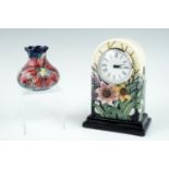 An Old Tupton ware clock, 17 cm, together with a small vase, 8 cm