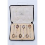 A cased set of Art Deco coffee spoons, Mappin and Webb, Birmingham, 1922, 40 g, 9.5 cm
