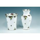 Two Royal Albert "Old Country Roses" vases, tallest 32 cm