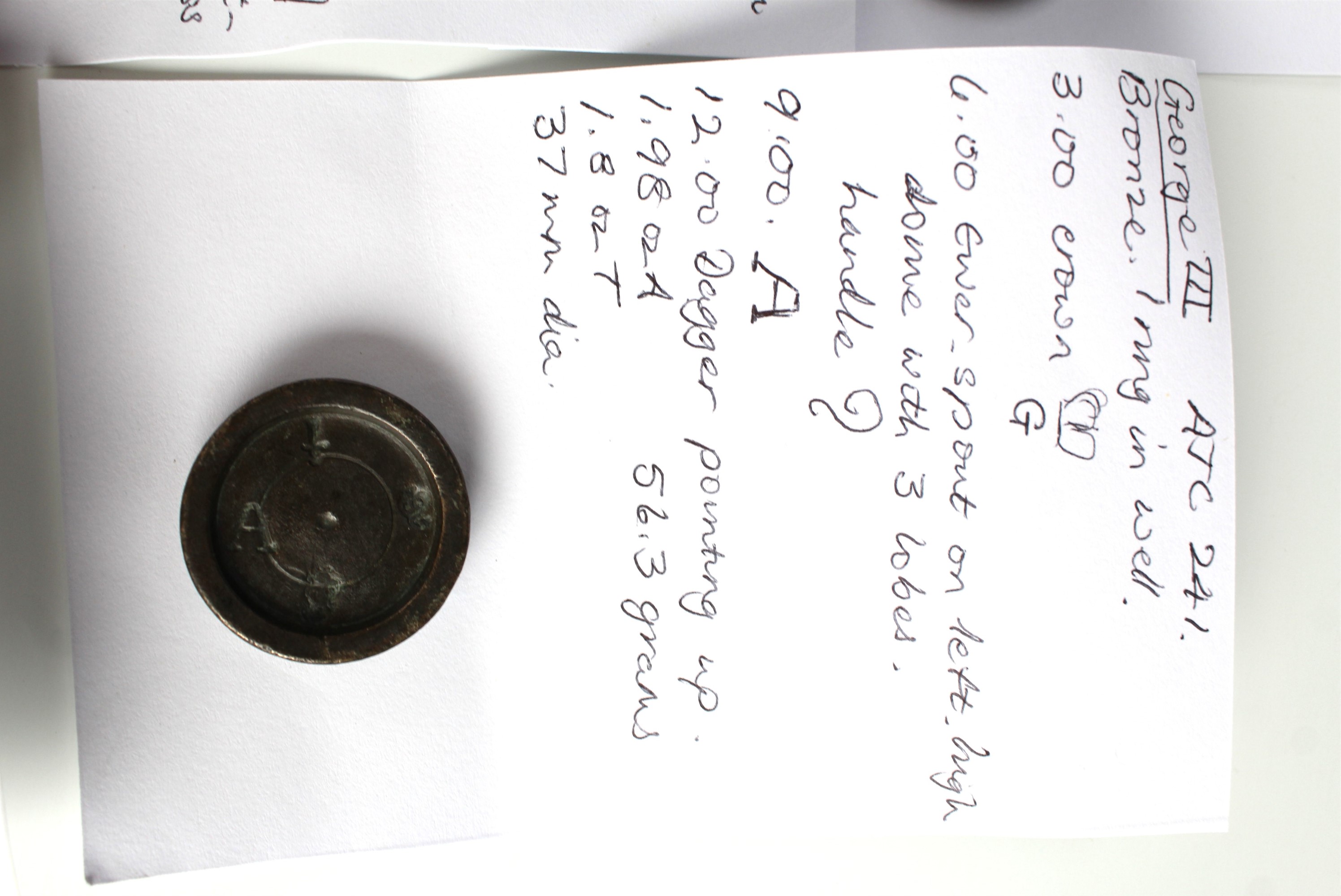 Eight George III bronze trade weights, one marked 'WR' over 'JPB' surmounted by a crown [Joseph - Image 5 of 5
