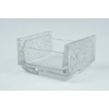 A 1940s Colmar pattern glass cigarette box by R Lalique, pattern 104 having two plain sides and