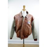 A Planet Hollywood London leather baseball style jacket, size large, circa 1990s