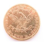 An American 1882 Liberty Head ten dollar gold coin, 16.62 g