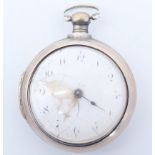 A late 18th / early 19th Century pair-cased silver pocket watch, the fusee movement engraved '