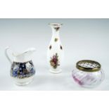 A Royal Albert Old Country Roses stem vase, a Caithness glass rose bowl, and a Victorian