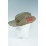 A 1942 British army slouch hat bearing a King's Own (Royal Lancaster) Regiment embroidered flash