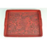 A Chinese lacquer tray, 46 x 35 x 5.5 cm