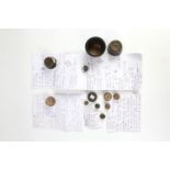 11 various 17th Century and later nesting cup weights, largest 5.5 x 3.5 cm, 248 g
