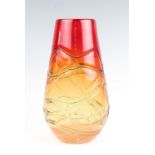 A large studio trailed glass vase, 30 cm