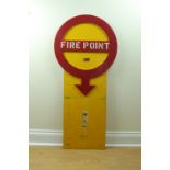 A red and yellow painted plywood Fire Point sign, ex RAF 14 MU Carlisle, third quarter 20th Century,