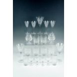 Six Stuart crystal tumblers, small wine glasses, brandy balloons etc
