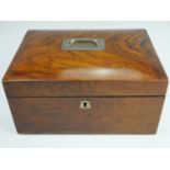 A Victorian walnut veneered sewing work box with cushion shaped lid, 30 cm x 14 cm x 23 cm