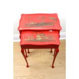 A nested pair of Chinoiserie tables, 51 cm x 36 cm x 57 cm