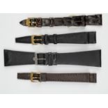 New-old-stock Omega and Longines leather watch straps, former 22 mm ends, Longines 12 mm and 15