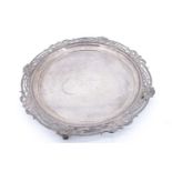 [ World War II shipping interest ] A circular silver salver, having a Celtic influenced cast