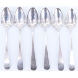 A set of six late 18th / early 19th Century Hanoverian pattern teaspoons, having engraved terminals,