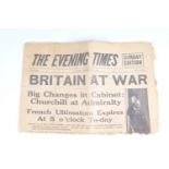 A newspaper excerpt "Britain at War", 1939, 34 cm x 46 cm