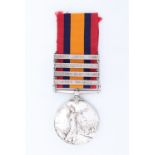 A Queen's South Africa medal with for clasps to 6077 Pte J C Lusby, Border Regiment