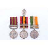 An India Medal with Punjab Frontier 1897-98 clasp, Queen's and King's South Africa medals and