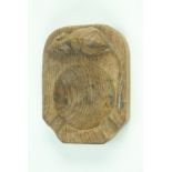 Mouseman Thompson of Kilburn, a carved oak ashtray, 10.5 x 7.5 cm