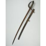 A Victorian Pattern 1822 / 1845 Rifle infantry officer's sword, (brass-mounted leather scabbard a/
