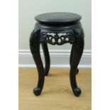 A Japanese carved and ebonised wooden stand, 30 cm x 47 cm