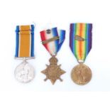 A 1914 Star with clasp and rosette, British War and Victory medals with mention in despatches