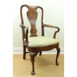 A George I walnut open armchair / "elbow" chair