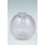 A Sanders & Wallace studio glass pink trailed opaline vase, circa 1982, 20 cm