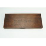 A Victorian mahogany watch key box containing a large quantity of keys for "Thomas Ross & Son",
