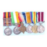 A Boer War and Great War campaign medal group, comprising Queen's and King's South Africa medals,