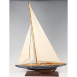 A model yacht and stand, (hull 60 cm, 85 cm high), (stand a/f)