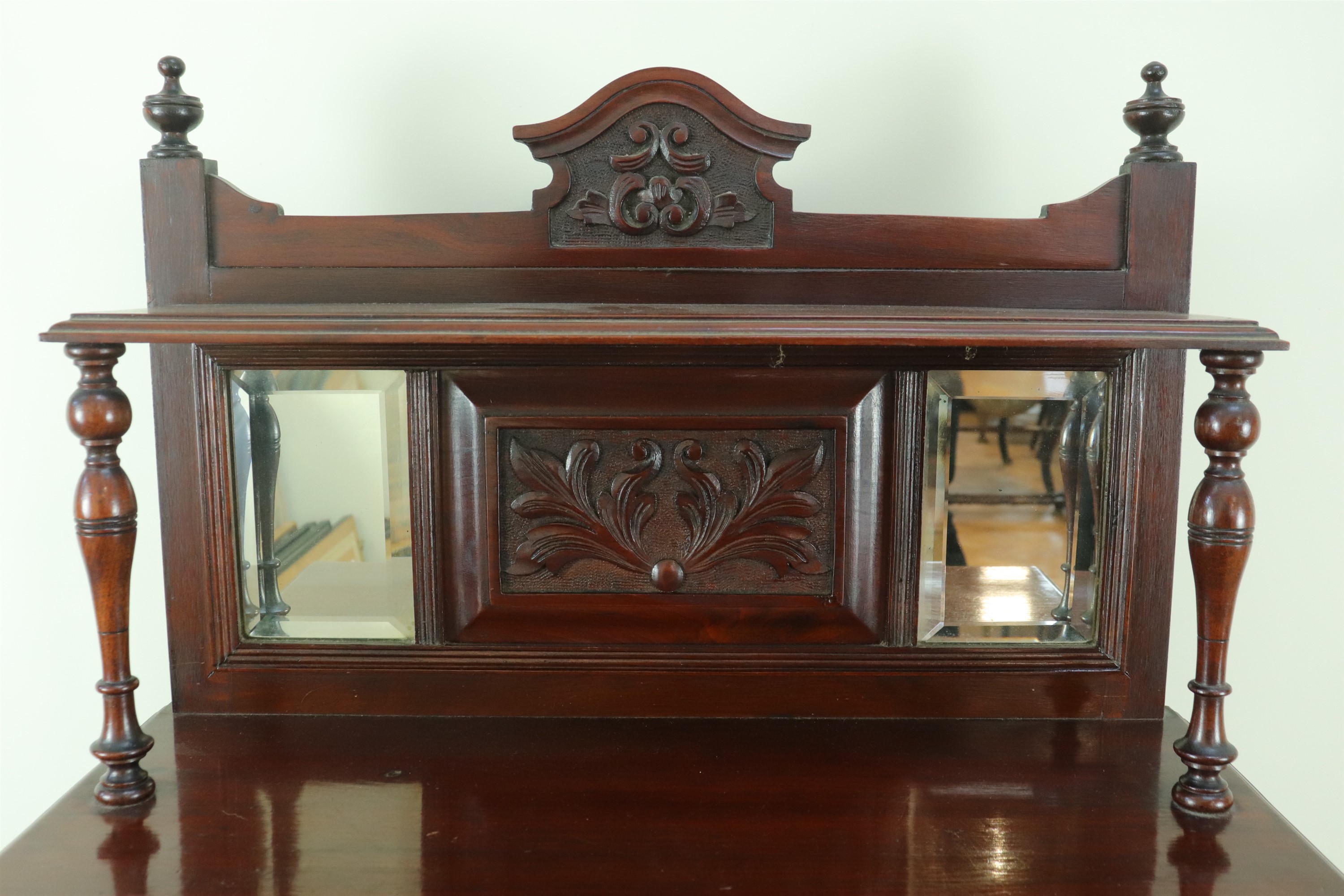 A late 19th / early 20th Century carved, glazed and mirror-fronted music or similar cabinet, 56 cm x - Image 2 of 3