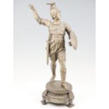 A late 19th / early 20th Century spelter figure of a stylised classical warrior or martial god, 50