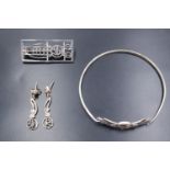 A "The Rennie Mackintosh Collection" silver bracelet, together with a pair of earrings, and a