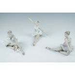 Three Lladro ballerina figurines, tallest 15 cm